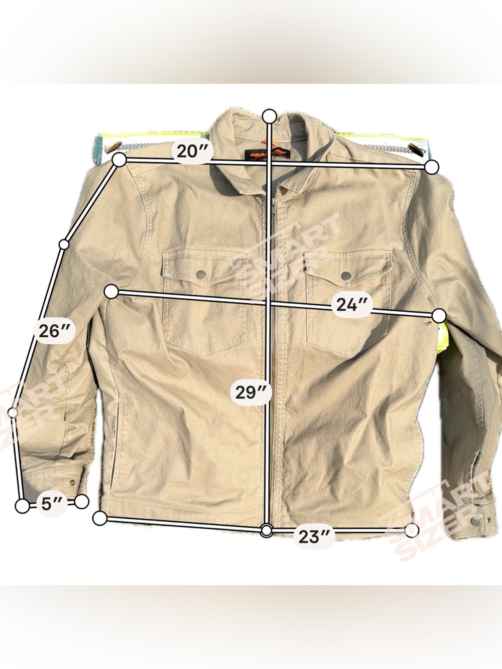 Realtree Mens Large Khaki Brown Canvas Jacket Zip Up Utility Coat Workwear - Picture 2 of 14